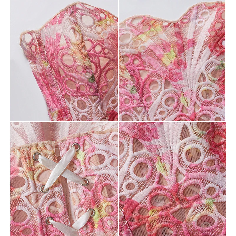 Breathable XS Hollow Pink White Bustier Top Black Corset Top Plus Size For Women Overbust Corsette Top Korset For Party Outfit