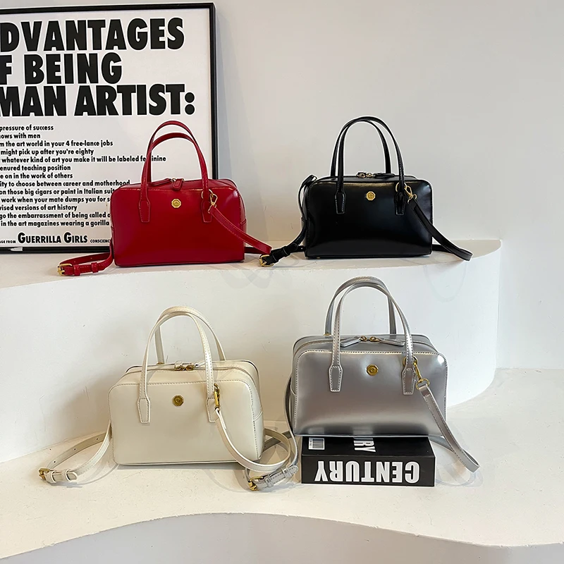Small PU Leather Crossbody Bags with Short Handle for Women 2024 Summer Korean Fashion Shoulder Bags Lady Handbags and Purses