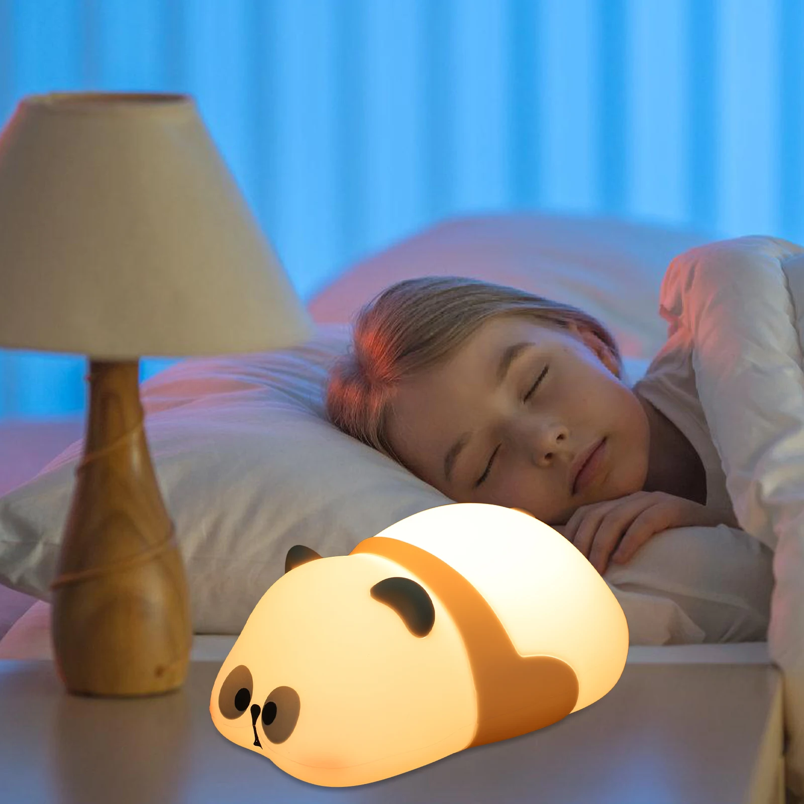 

Night Light Silicone Tap Lamp Cute Rechargeable for Kids Bedroom Children Soft Warm Light Touch Control Shape