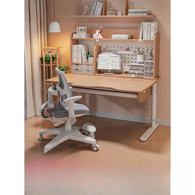 

Primary school students learn home solid wood desk can be lifted and adjusted writing table and chair set