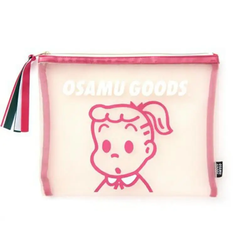 New Kawaii Cute Osamugoods Cosmetic Bag Mesh Transparent Portable Travel Wash Bag Storage Bag Cartoon ins Gift For Girls