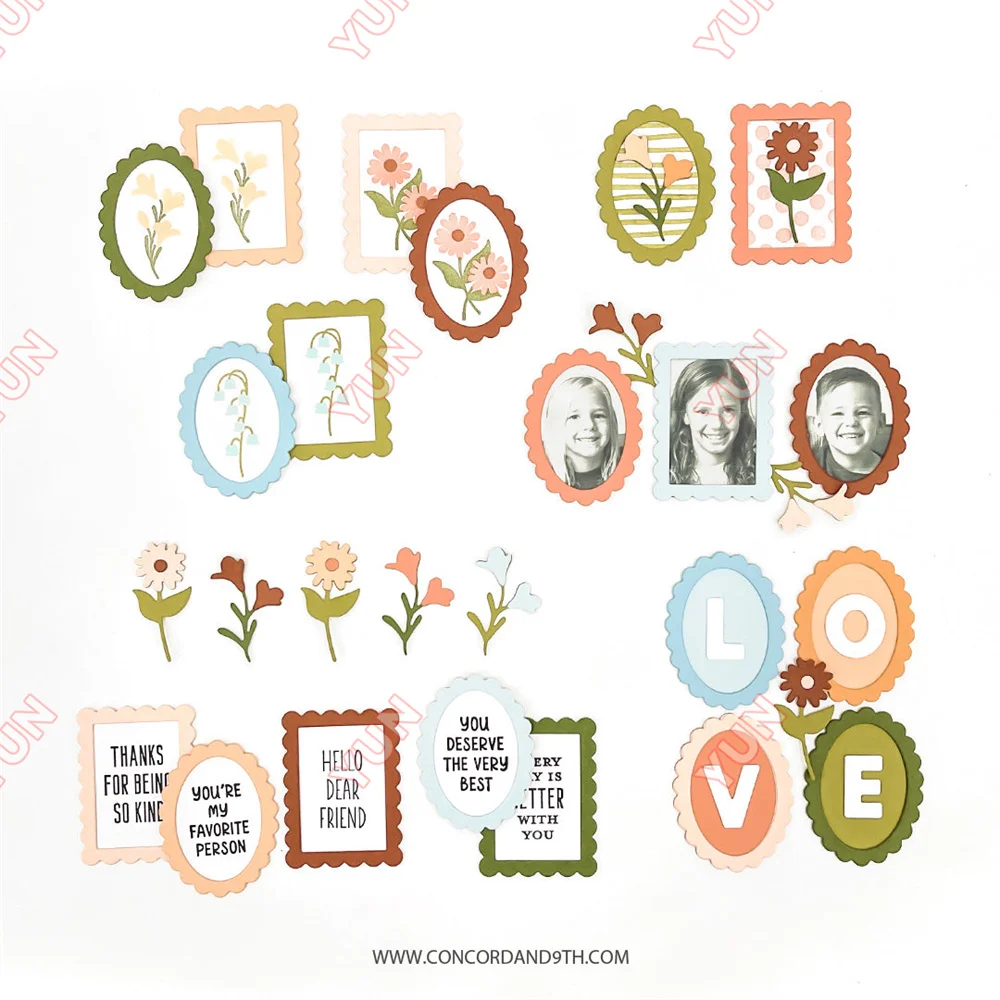 CONCORD&9th New 2025 Valentine's Day Merry Werner Cheerful Flowers Dies Stamp Stencils DIY Embossing Scrapbooking Card Gift Mold