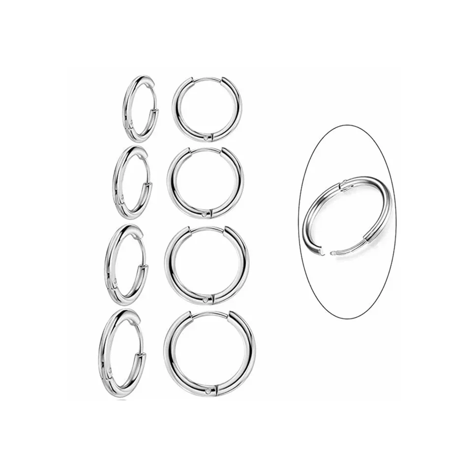 2 قطعة G23 التيتانيوم هوب أقراط للرجال النساء فتاة 8 مللي متر 10 مللي متر 12 مللي متر 14 مللي متر دائرة مستديرة حلَق أذن هيبوالرجينيك الأولى ثقب المجوهرات
