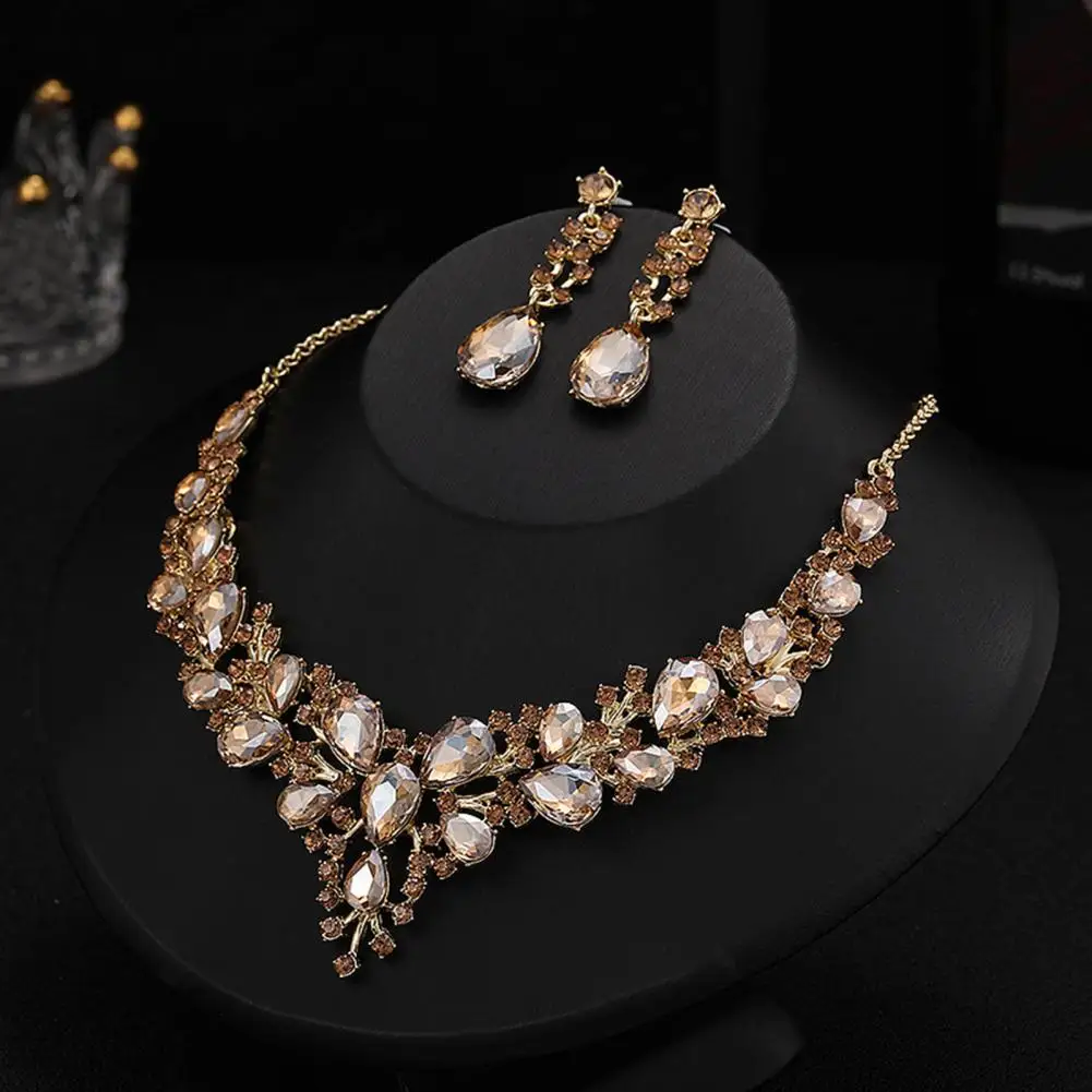 1 Set Attractive Women Earrings Nickle-free Bridal Earrings Adjustable Gorgeous Bride Jewelry Sets  Dress Up