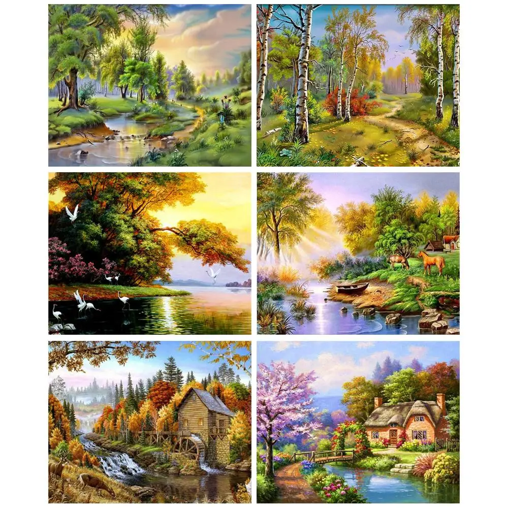 

CHENISTORY 5D Diamond Paintings Landscape Full Diamond Embroidery Mosaic Scenery Cross Stitch Needlework Home Decor