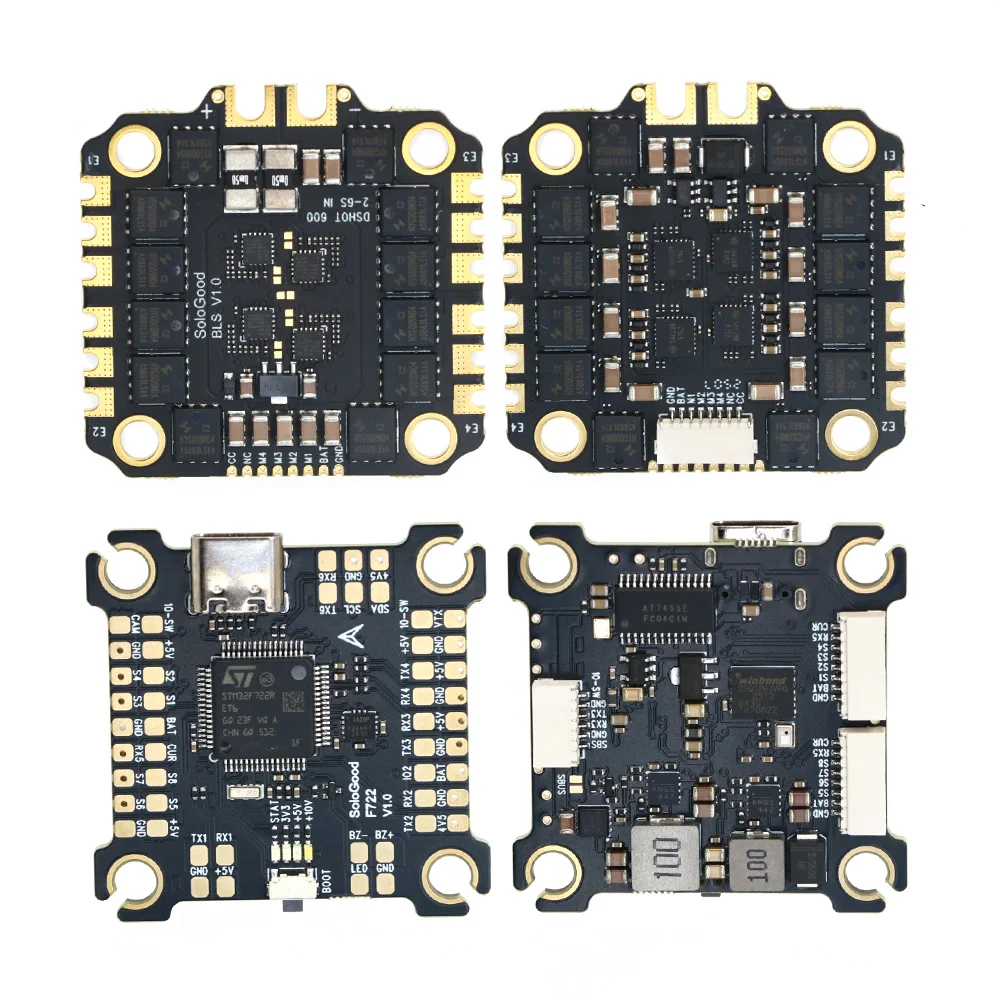 SoloGood F722 60A 3-6S 30,5X30,5 мм стек (контроллер полета F722 + BLHELI_S 60A 4in1 ESC) для деталей дронов для фристайла FPV