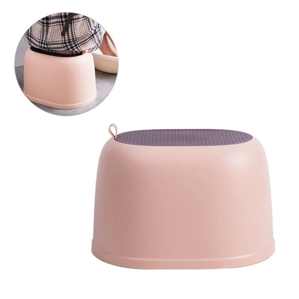 

1Pcs Anti-Slip Plastic Bathroom Bench Portable Household Small Kids Adults Sturdy PP Material Cylinder Design Overlap Storage