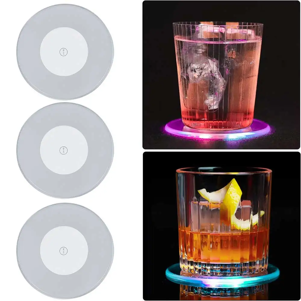 Ultra-thin LED Coaster Cup Holder Mug Stand Light Bar Mat Table Placemat Party Drink Creative Backlight Pad Home Decor Kitchen