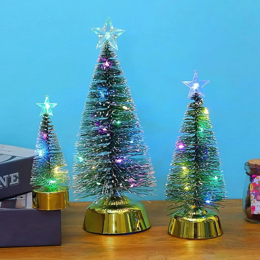 

1 pcs Battery Operated Colorful 3 Sizes Artificial DIY Fake Pine Festival Decorations Christmas Tree Tabletop Decor
