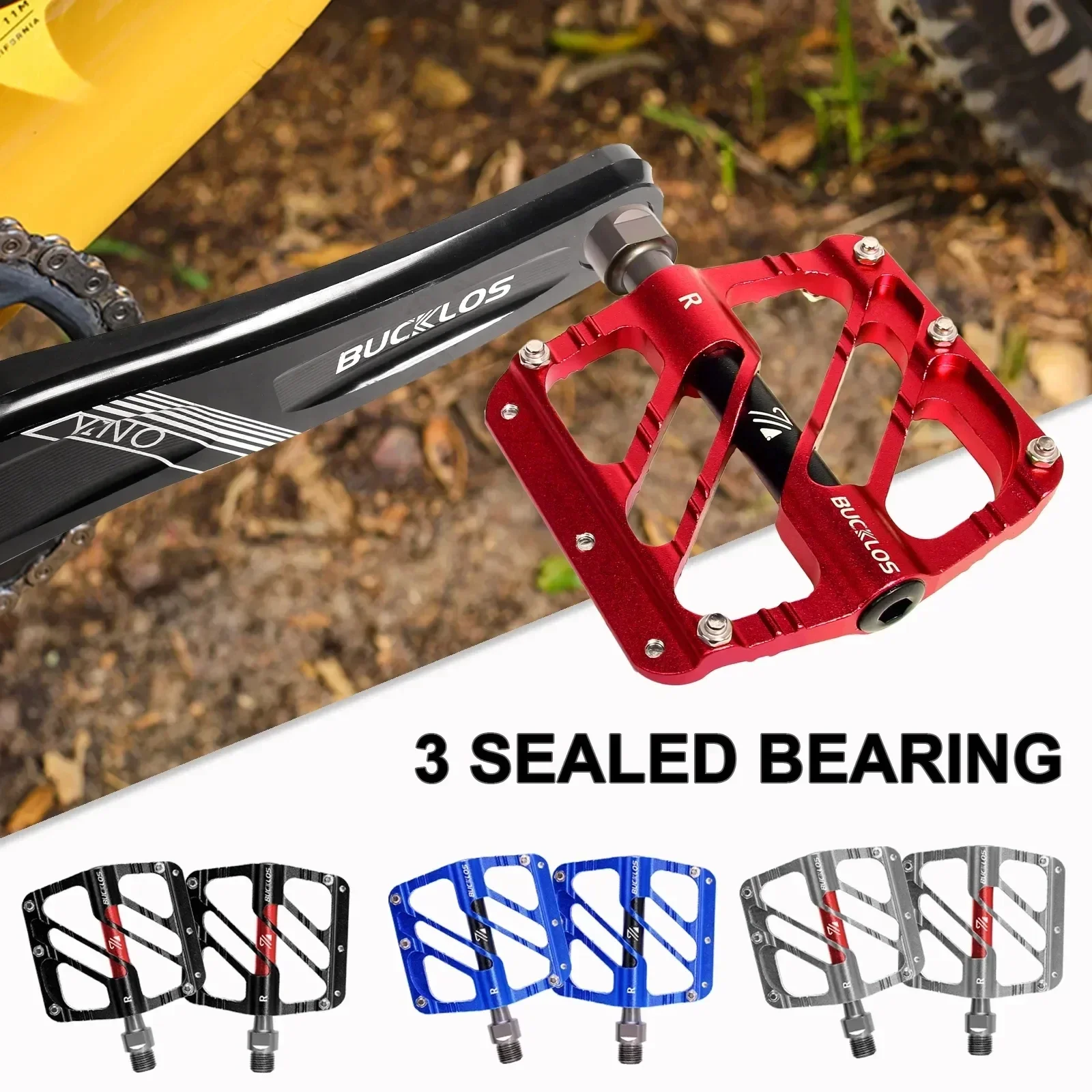 

Педали для шоссейного велосипеда BUCKLOS, 3 подшипника, велосипедная педаль с ЧПУ, сверхлегкая нескользящая Mtb, плоская расширенная герметичная пластина для педали горного велосипеда, 9/16 дюйма