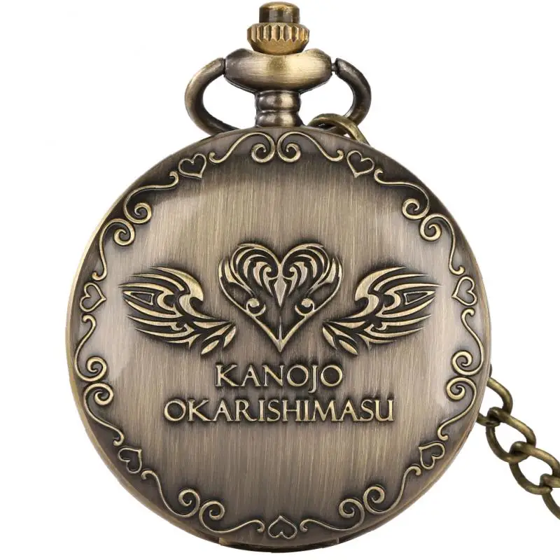 Bronzen Charmante Anime Horloge Voor Vrouwen Quartz Zakhorloge Retro Eenvoudige Arabische Cijfers Wijzerplaat Volwassen Collectie Voor Vriendin