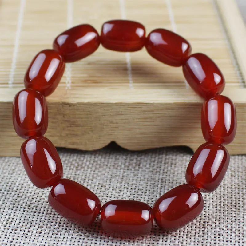 

Natural Red Agate Bucket Bead Bracelet Men's and Women's Benmingnian Simple and Versatile Bracelet Jewelry