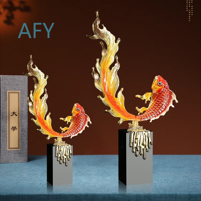 Enamel Painted Koi Fish Ornament for Home Decor Living Room Bar Cabinet Entryway Display Wholesale for Fish Tank Aquarium for