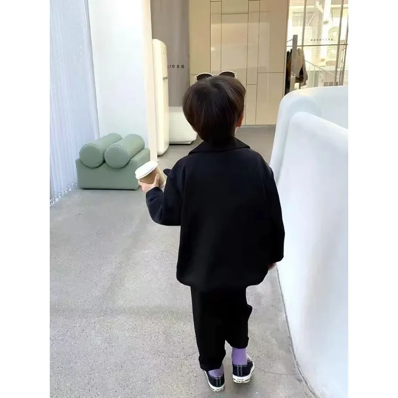 طقم بدلة للأولاد 2025، ملابس كاجوال للأطفال، موضة جديدة للربيع والخريف، النسخة الكورية، طقم سراويل بأكمام طويلة مكون من قطعتين #2