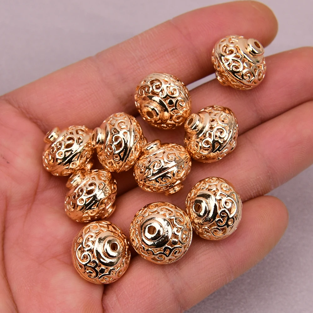 

APDGG 10 Pcs Gold Plated Metal Beads Jewelry DIY Findings