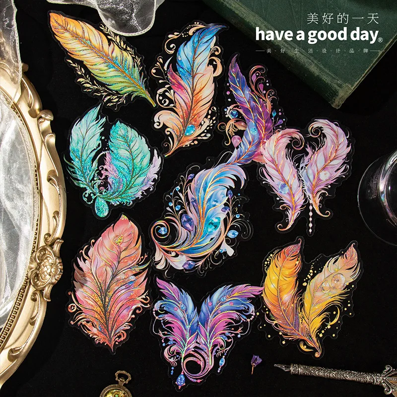 ملصقات مقاومة للماء من ريش الملاك ، موضوع ريش الحيوانات الأليفة ، دفتر الحسابات اليدوي ، مواد الياقات الزخرفية ، لوازم دفتر اليوميات غير المرغوب فيها ، 5 * #4