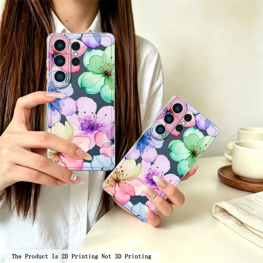 Pastel Multicolor Floral Phone Cover Case for Samsung Galaxy S26 Ultra S20 Plus S21 Note 20 Ultra 10 S24 S25 Edge S23Ultra S22