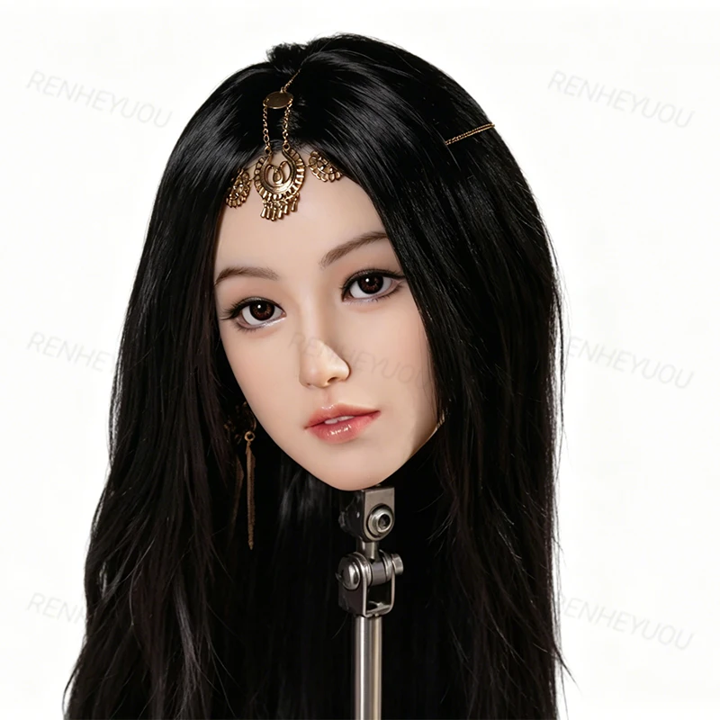 

RENHEYUOU 1:1 Silicone Head Model Handmade Figure Head Sculpture Collectible Decoration
