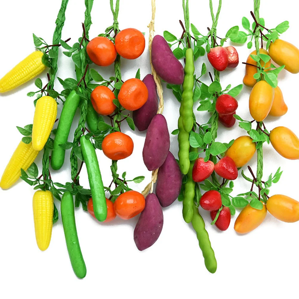 

2pcs Simulated Fruit Vegetable Decor Lifelike Natural Color Smooth For Classroom Wall Hanging Festival Vine Decor Autumn