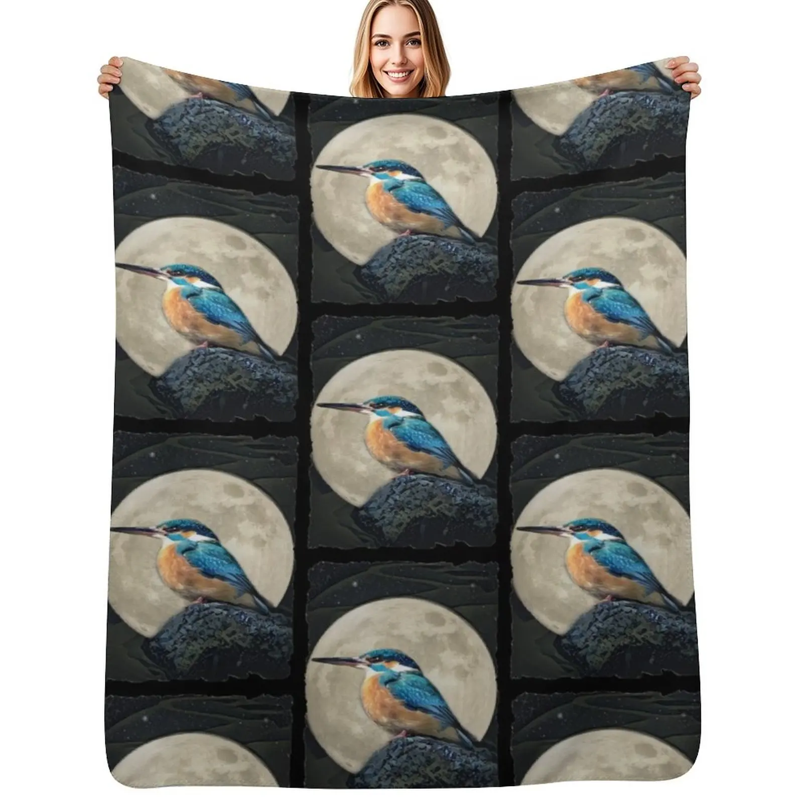

Blue Kingfisher Throw Blanket Heavy Beach Bed covers manga Blankets