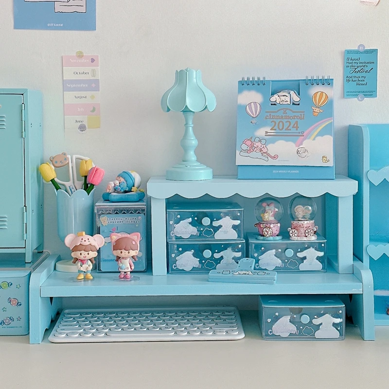 

Girl Heart Blue Desktop Arrangement Storage Shelf Cosmetics and Perfume Storage Shelf Student Dormitory Desktop Decoration