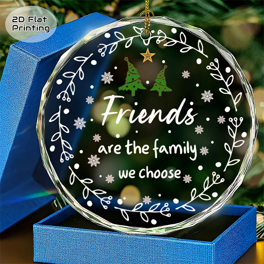 

Рождественские хрустальные украшения с друзьями – это выбор семейных подарков, подарочных коробок с золотыми лентами, элегантные.