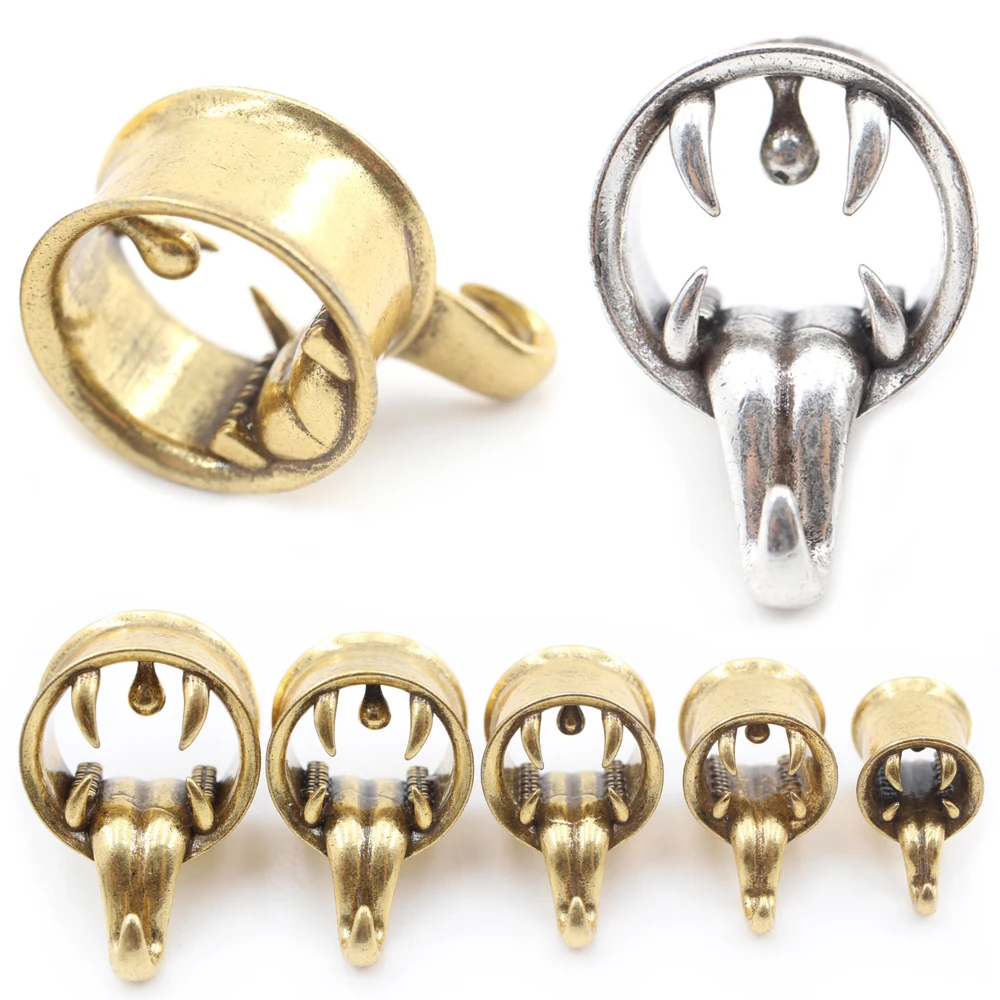 Alisouy 1PC 8-16mm Kupfer Stick Zunge Tusk Ohr Tunnel Plugs Expander Bahre Ausgestellte Messgeräte Ohrringe Piercing körper Schmuck