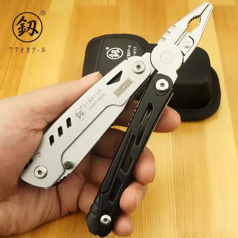 

Fukuoka Tool Multi functional Outdoor Folding Pliers Scissors Combination Car Camping Equipment Tool 11 in One