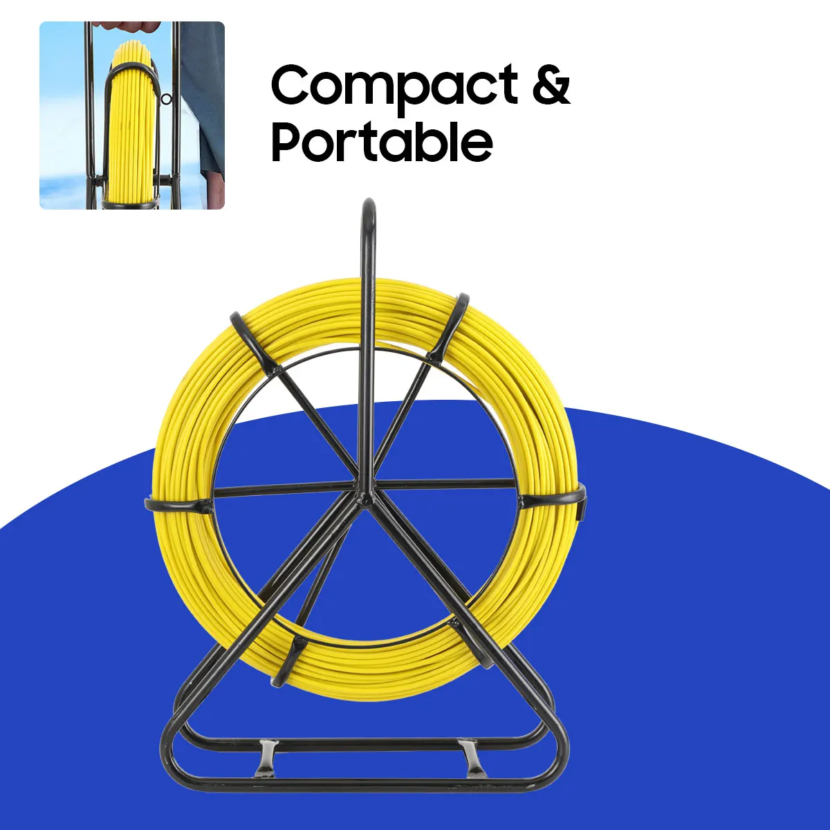 

100m 6mm Electrician Wire Threading Machine Fiberglass Wire Cable Running Rod Fish Tape Rodder Cable Unclogger Leader