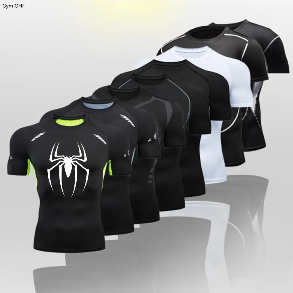 Spider Men T Shirt Quick Dry Rashgard Running Compression Gym Fitness Top Sport Shirts Exercise Jersey 2099