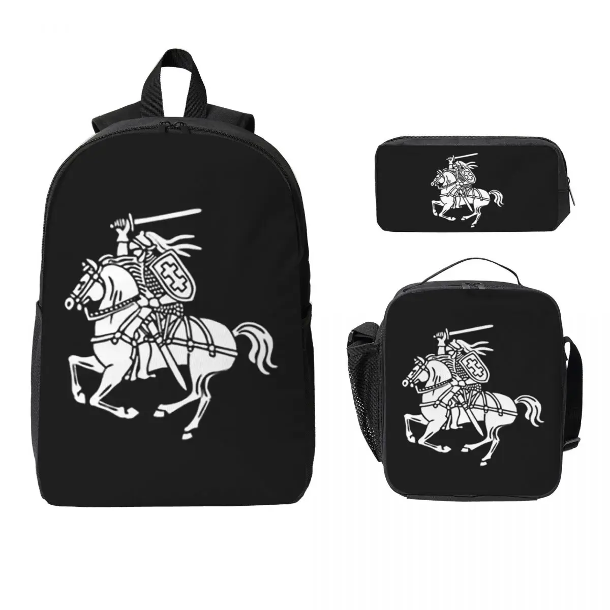

Lietuva Lithuania Coat Of Arms Backpack Student BookBag School Bag Laptop Shoulder Bags 3ps Insulated Lunch Bag Pencil Case
