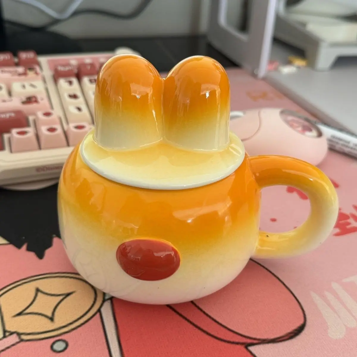 3D Bread Rabbit Ceramic Coffee Cup with Lid Water Cups High Value Couple Mug Birthday Gift Kawaii Drinkware