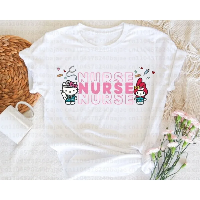 

2025-26 Summer Sanrio Cute Hello Kitty Cartoon Pattern 3D Printed T-shirt Fashion Casual Comfortable Breathable Women's Clothing