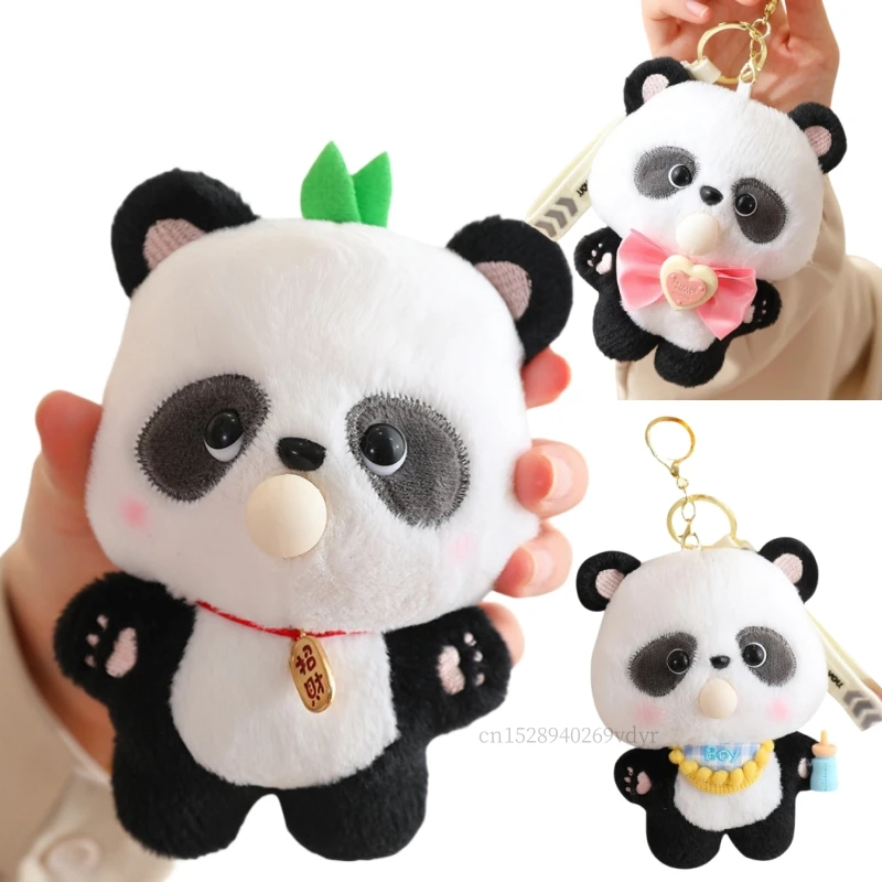 New Creative 14CM Panda Pendant Stuffed Plush Toys Super Soft Home Bag Cartoon Decor Girls Boys Feeding Bottle Birthday Gifts