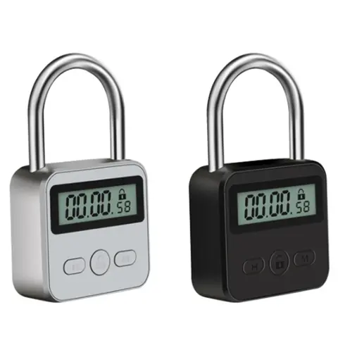 Metal Timer Lock LCD Display Multi-Function Electronic Time 99 Hours Max Timing USB Rechargeable Timer Padlock