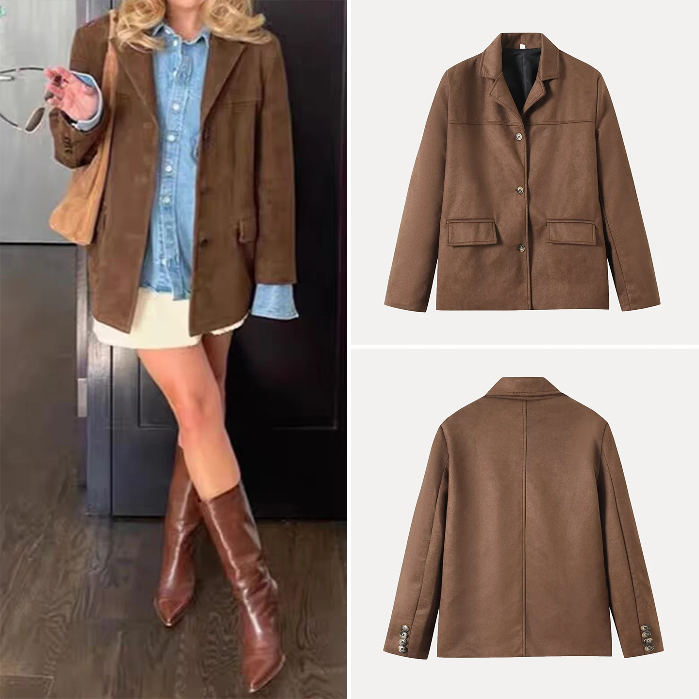 

Casual Sle Loose Fit Jaet Coat for Women Simple Design Commute Faion Autumn New Arrival Z Brand Ladies Premium