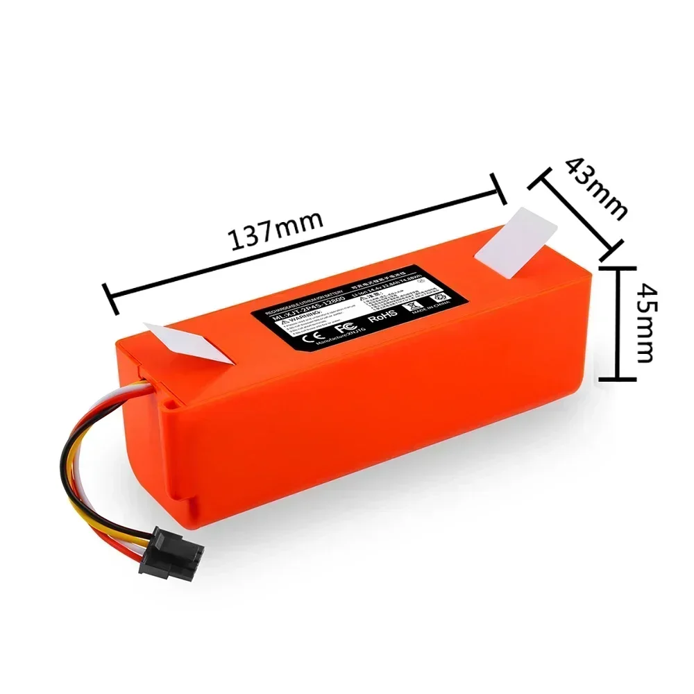 BRR-2P4S-5200S 14.4V 12800mAh Robotic Vacuum Cleaner Replacement Battery For Xiaomi Roborock S55 S60 S65 S50 S51 S5 MAX S6 Parts