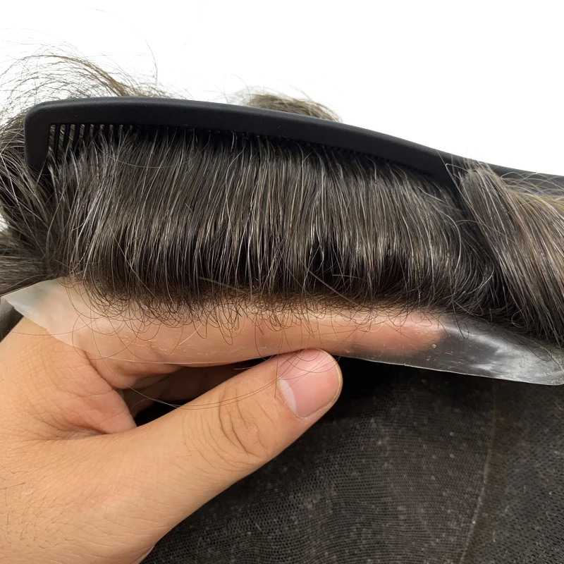 Renda Swiss sekitar Pu rambut dasar manusia ukuran rambut palsu dasar Australia 8*10 inci tahan lama dan bernapas kualitas bagus