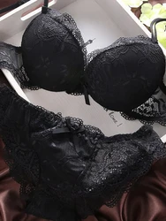 Push Up Bra Lace Bra And Panty Set Women’s Embroidery Deep V Lingerie & Knickers