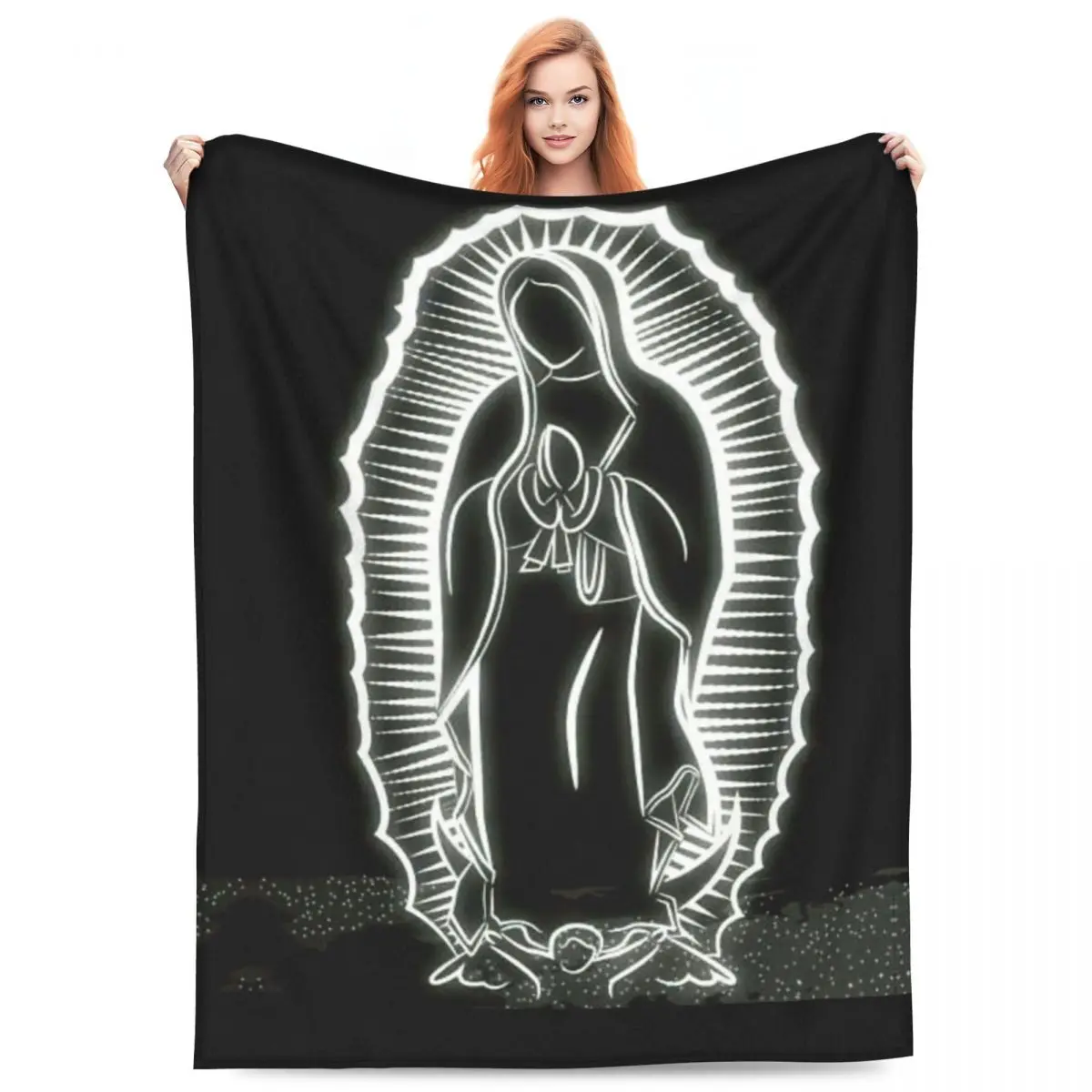 Custom Virgin Mary Blankets Warm Flannel Throw Blanket for Bedroom Office Bedspreads