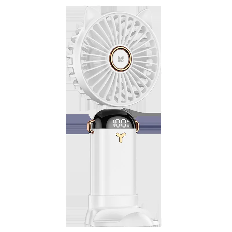 Ventilateur de cou portable et pliable avec support de téléphone et écran d\'affichage, mini ventilateur aste USB, Gér5 Speed