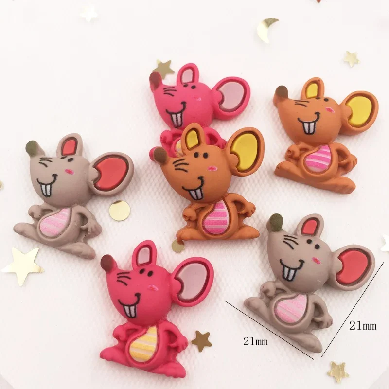 Hand Painted Mix Resin Kawaii Colorful Little Mouse Flat back Stone Scrapbook 12pcs DIY Gift  Decor Home Figurine Crafts OF893