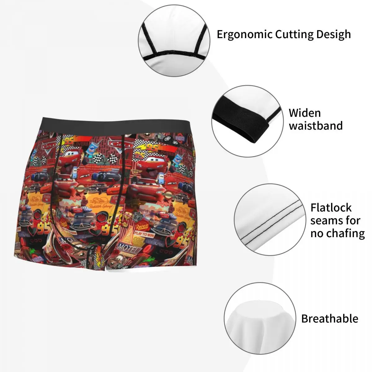 Custom Lighting McQueen Boxers Shorts Men\'s Cartoon Cars Briefs Underwear Novelty Underpants