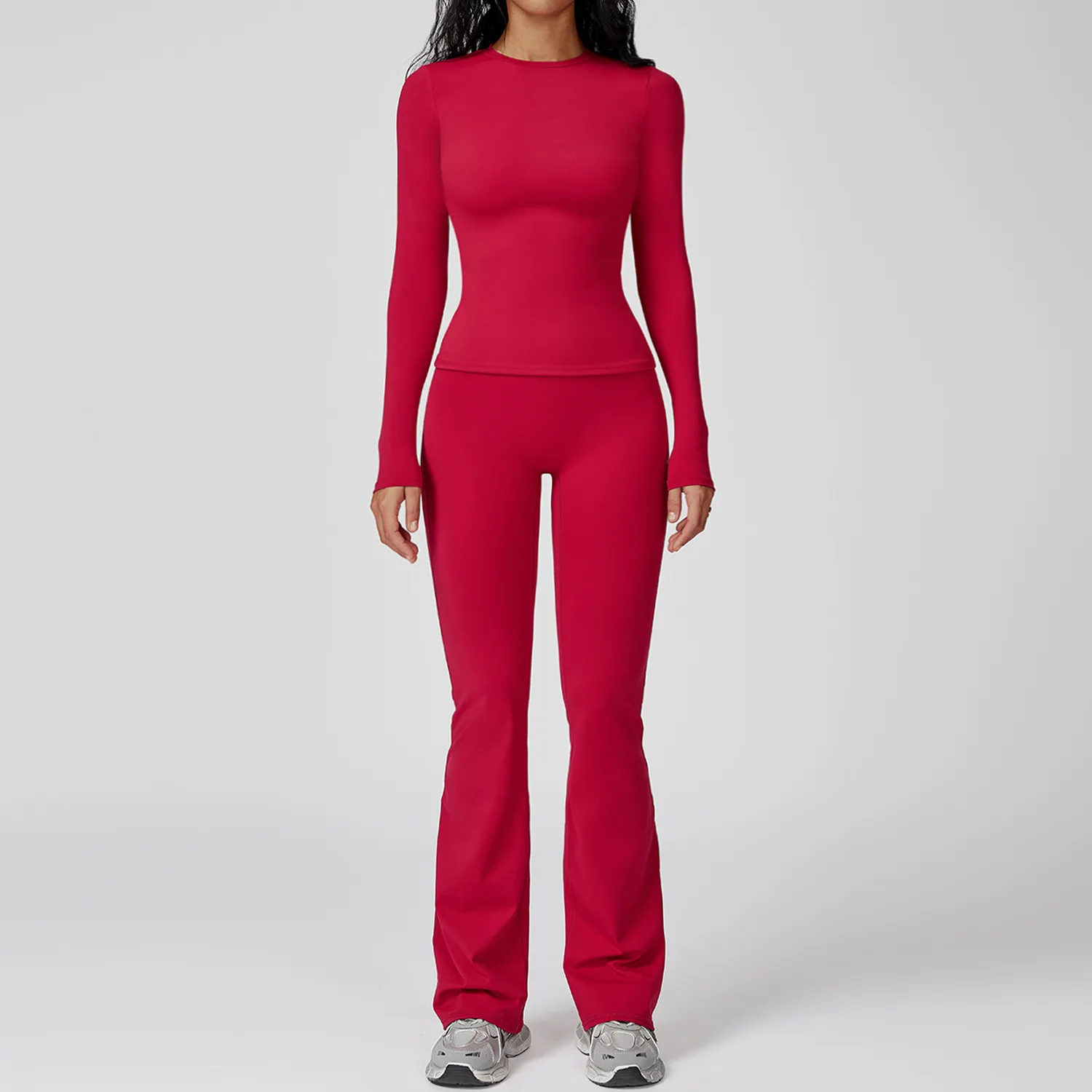 Yoga Set 2PCS Sportswear Sports Suits Women Tracksuits Gym Clothes Workout Legging Fitness Bra Crop Top Long Sleeve Sports Suit