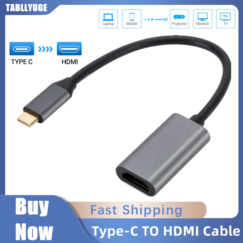 TABLLYUGE Type C to HDMI-compatible Cable USB C to HDMI HD TV Adapter Converter USB 3.1 for Laptop Huawei Mate 30 Samsung S8 S9