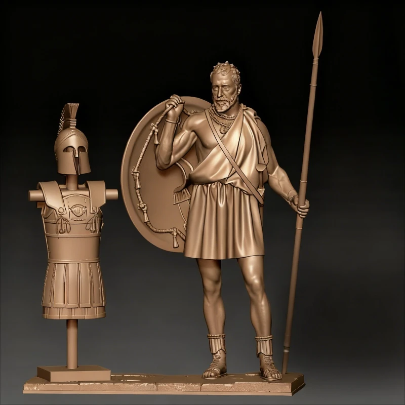 1/24 Scale 75mm Die-Cast Resin Figure Model Kit Ancient Greek Hoplite and Armour Miniature Toys Unassembled Unpainted Diorama
