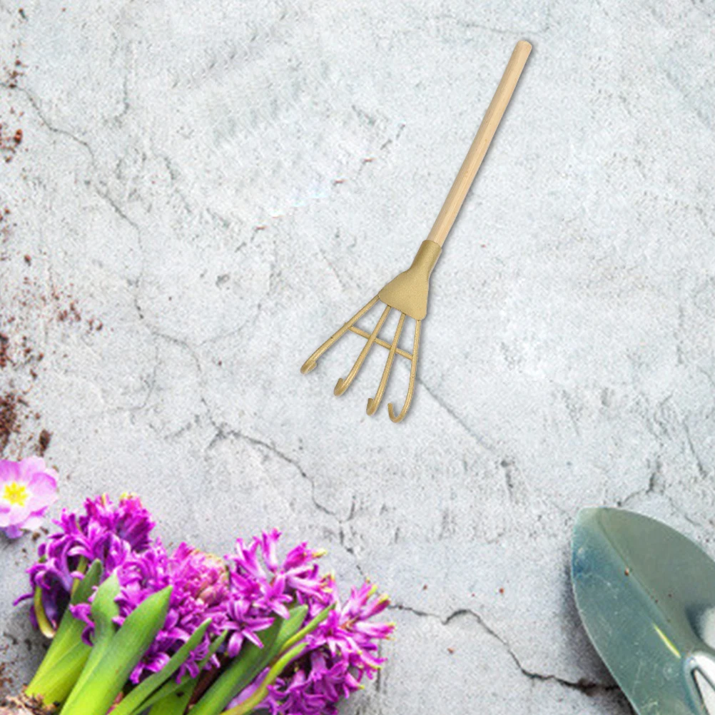 

5pcs Golden Iron Rake Decoration Mini Small Fragrance Ashes Rakes Metal Handheld Children Bamboo Home DecorVintage Style