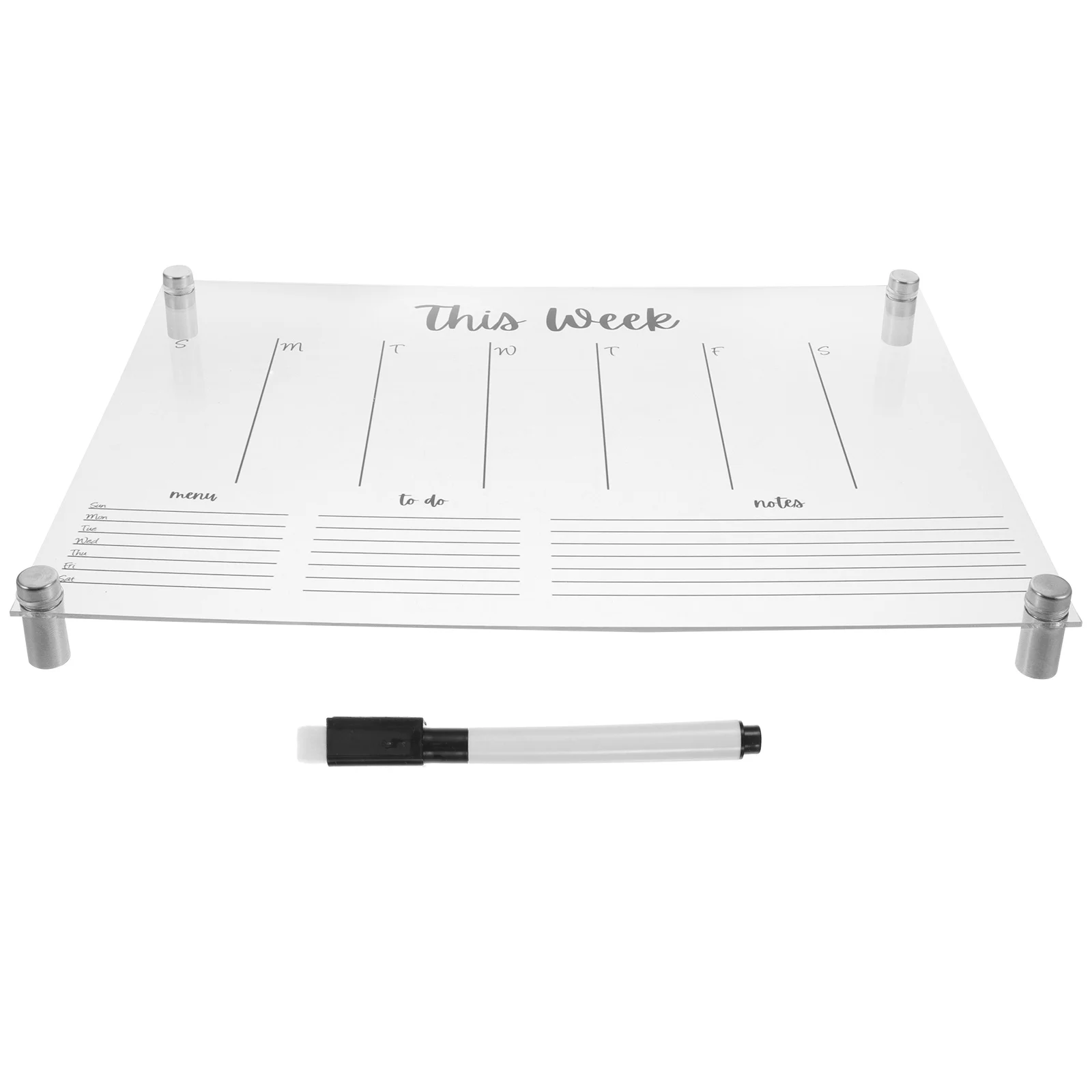 مجموعة واحدة من لوحة الرسائل المعلقة القابلة للمسح من الأكريليك الفاخر للجدار أو الثلاجة ومنظم التقويم الأسبوعي والسبورة البيضاء الشفافة #6