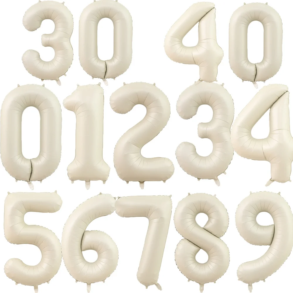 1/2 Stück 32/40 Zoll cremige Farbe 1-9 Zahlenballon für Erwachsene 30 40 50 60 Geburtstagsparty-Dekoration Kinder DIY Geburtstagsparty-Versorgung – Detail 1