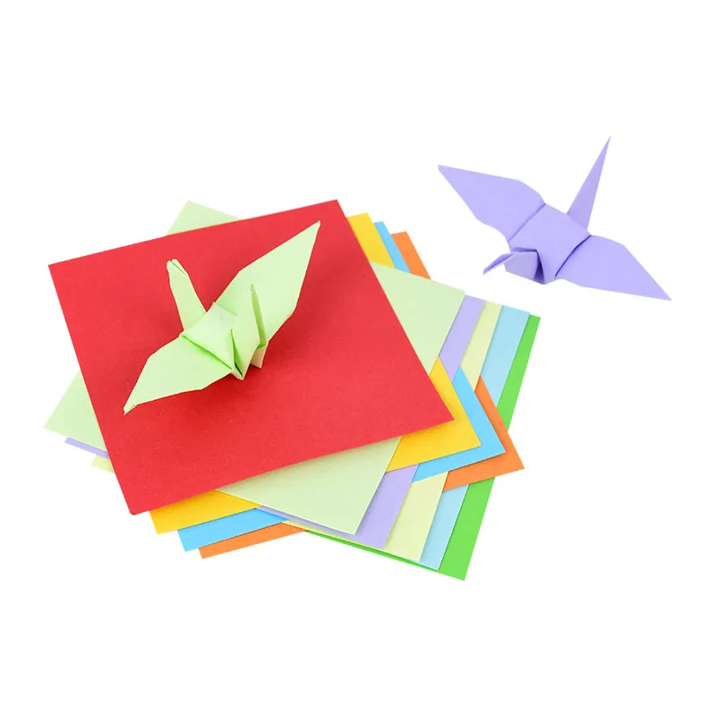 100pcs 8-15cm Double Sided Origami Paper Folding Lucky Wish Paper Crane Kids Handmade DIY Colorful Scrapbooking Craft Decoration